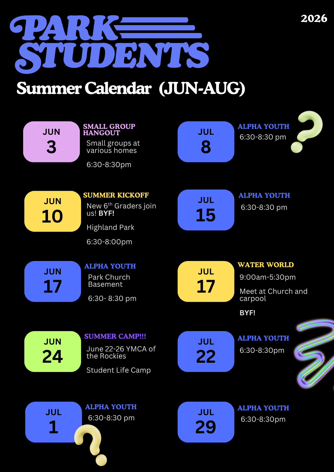 Park Students Schedule